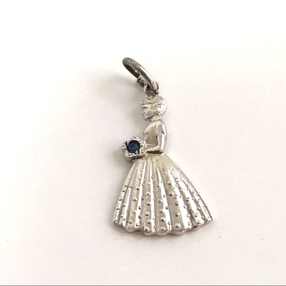 Vintage Jewelry - Vintage Bride Charm Sterling Silver Wedding Blue